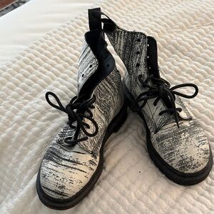 Dr. Martens Black and White Lace-Up Boots
